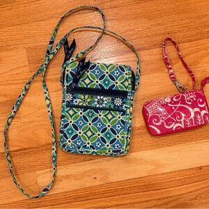 Lot Vera Bradley Cargo Crossbody Bag Daisy & Twirly Birds Pink Pattern Wristlet